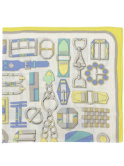 Carre Geant 140 Carre En Boucles Pattern Scarf Yellow/Ivory