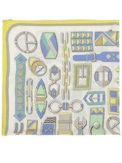 Carre Geant 140 Carre En Boucles Pattern Scarf Yellow/Ivory