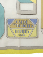 Carre Geant 140 Carre En Boucles Pattern Scarf Yellow/Ivory