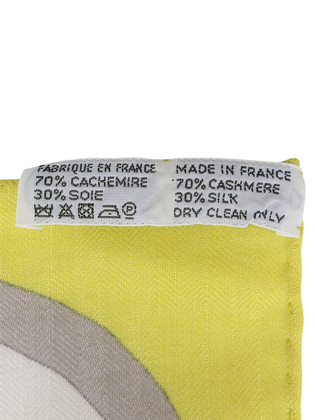 Carre Geant 140 Carre En Boucles Pattern Scarf Yellow/Ivory