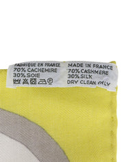 Carre Geant 140 Carre En Boucles Pattern Scarf Yellow/Ivory