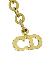 ラインストーンロゴプレートネックレス ゴールド