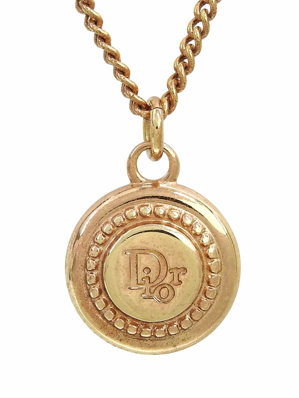 Round Logo Plate Necklace, Gold