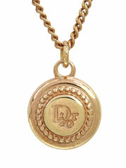 Round Logo Plate Necklace, Gold