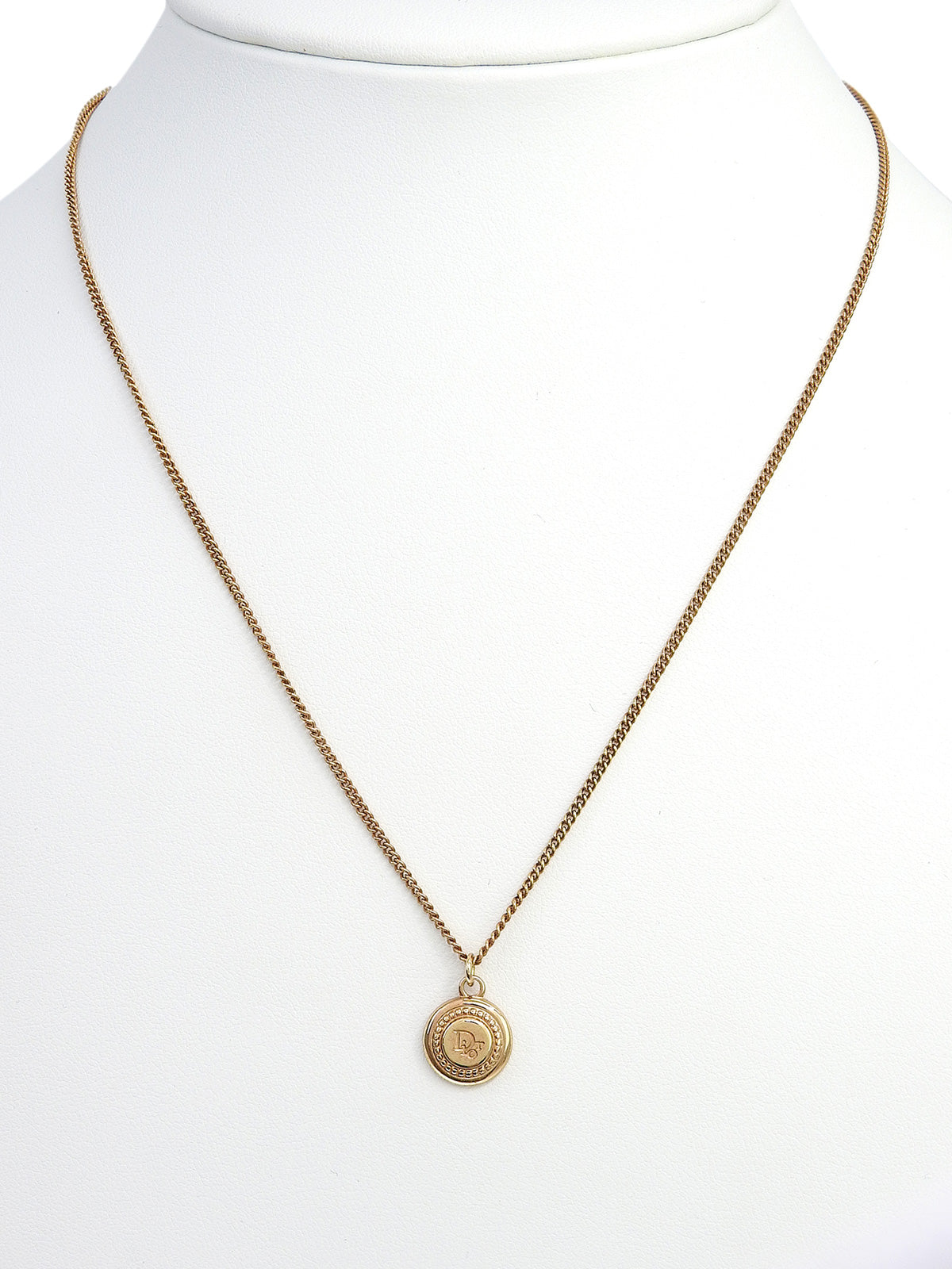 Round Logo Plate Necklace, Gold