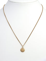 Round Logo Plate Necklace, Gold