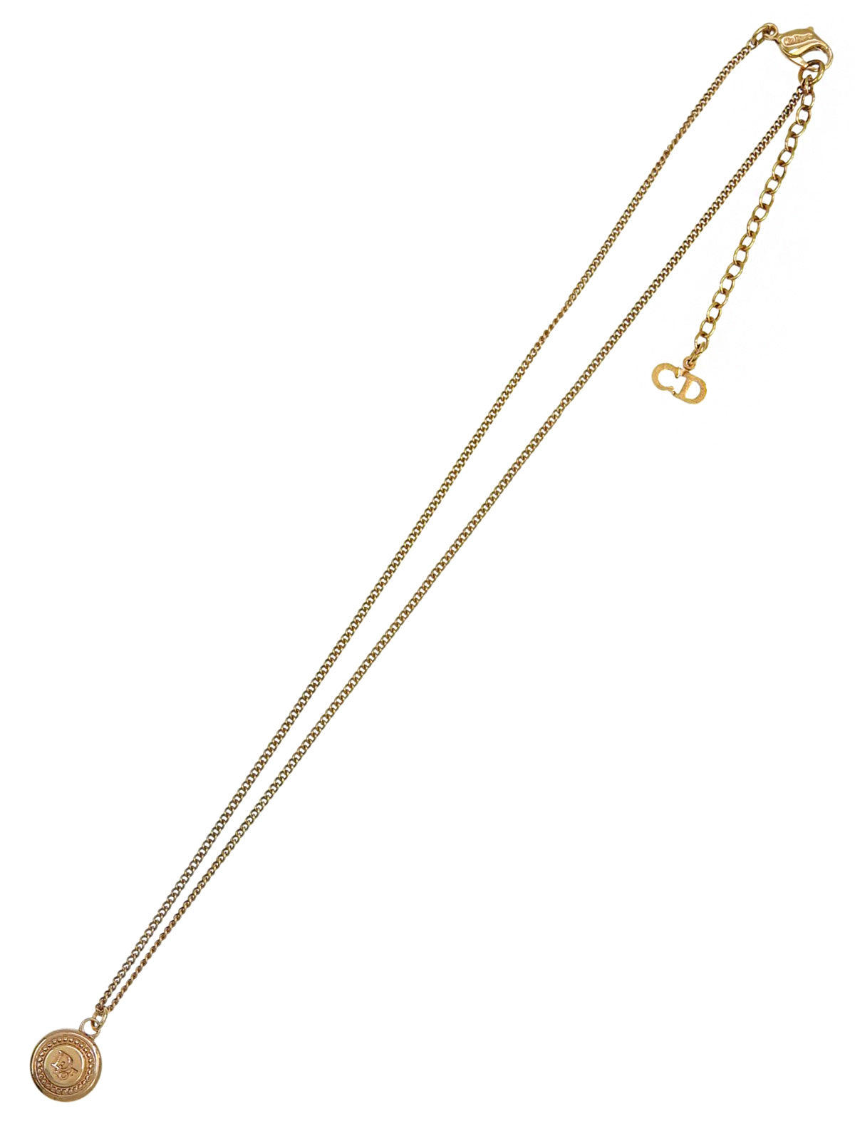 ラウンドロゴプレートネックレス ゴールド