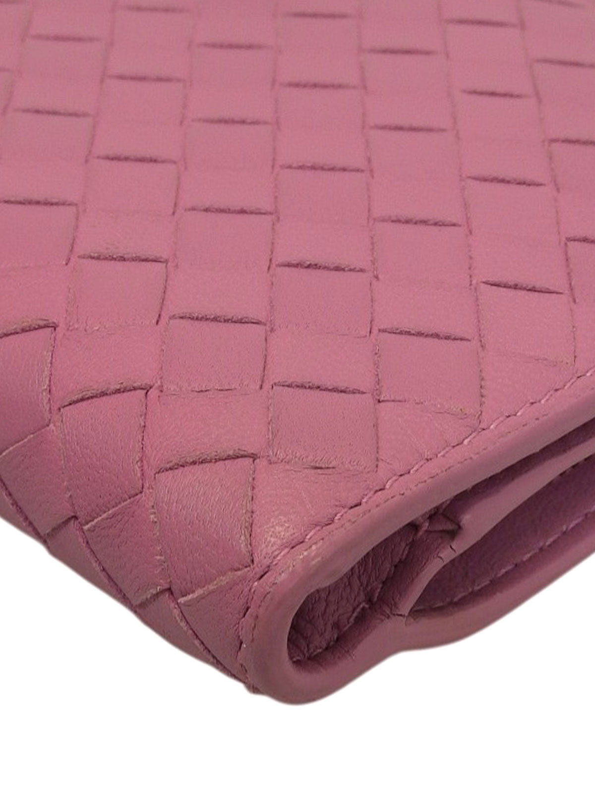 粉色编织长款钱包