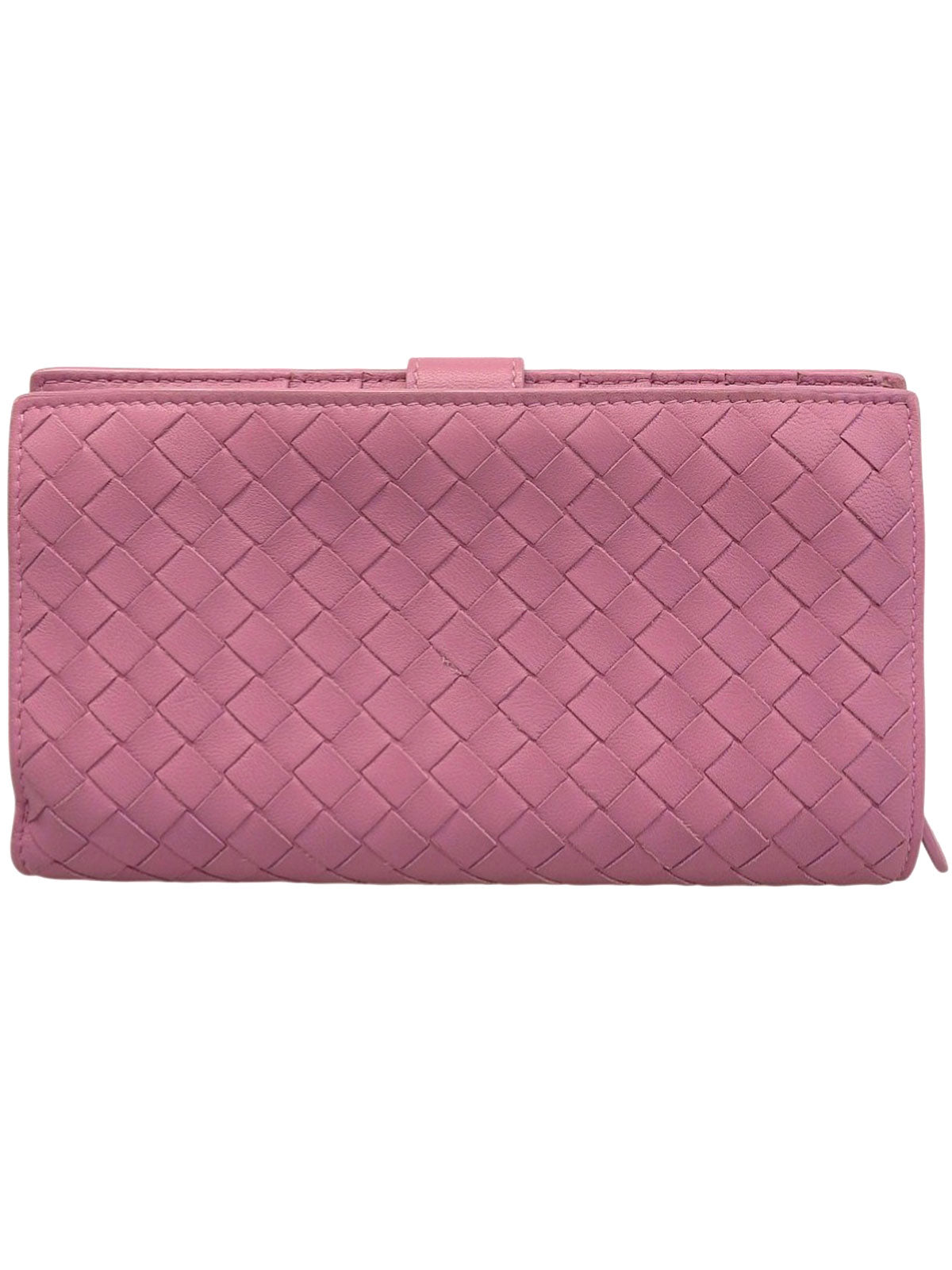 粉色编织长款钱包