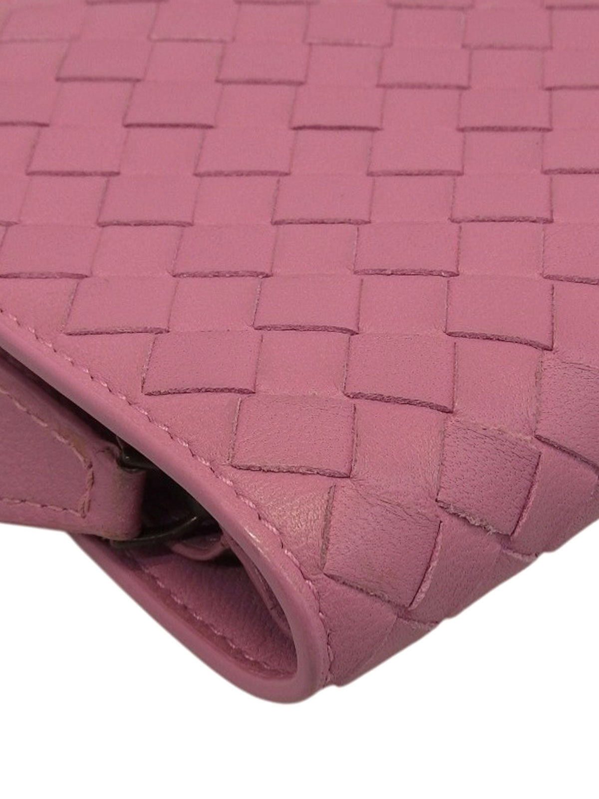 粉色编织长款钱包