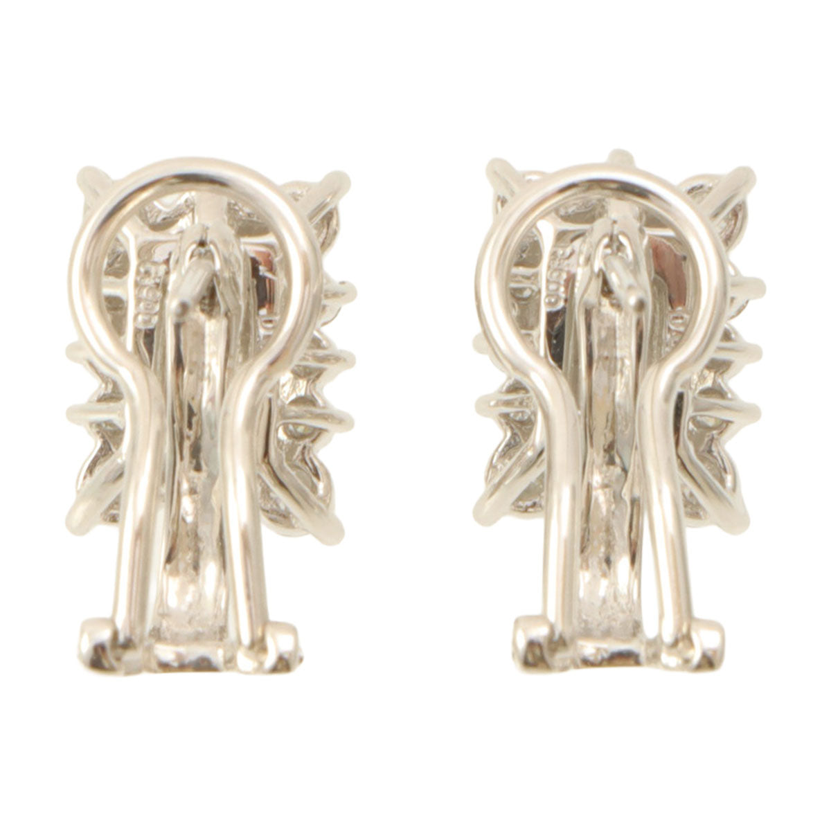 14K Diamond Square Earrings Silver