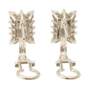14K Diamond Square Earrings Silver