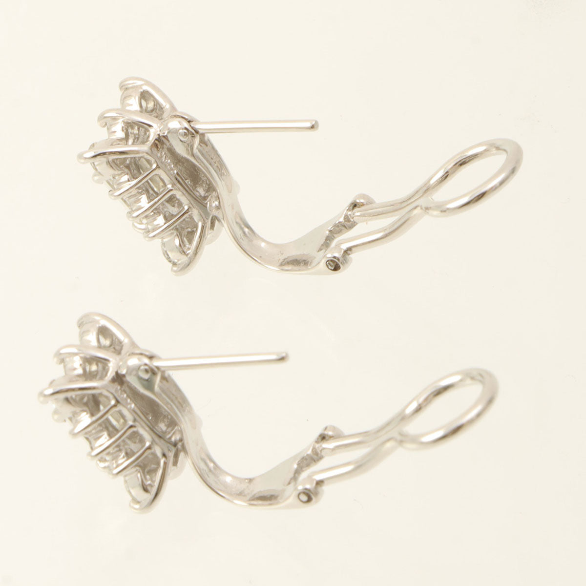 14K Diamond Square Earrings Silver