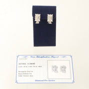 14K Diamond Square Earrings Silver