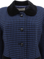 ハウンドトゥースパターンジャケット ブルー/ブラック