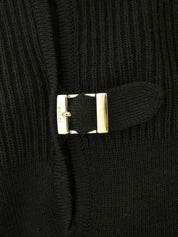 黑色腰带设计Logo扣短袖针织上衣