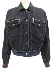 Logo Button Denim Jacket #S Black