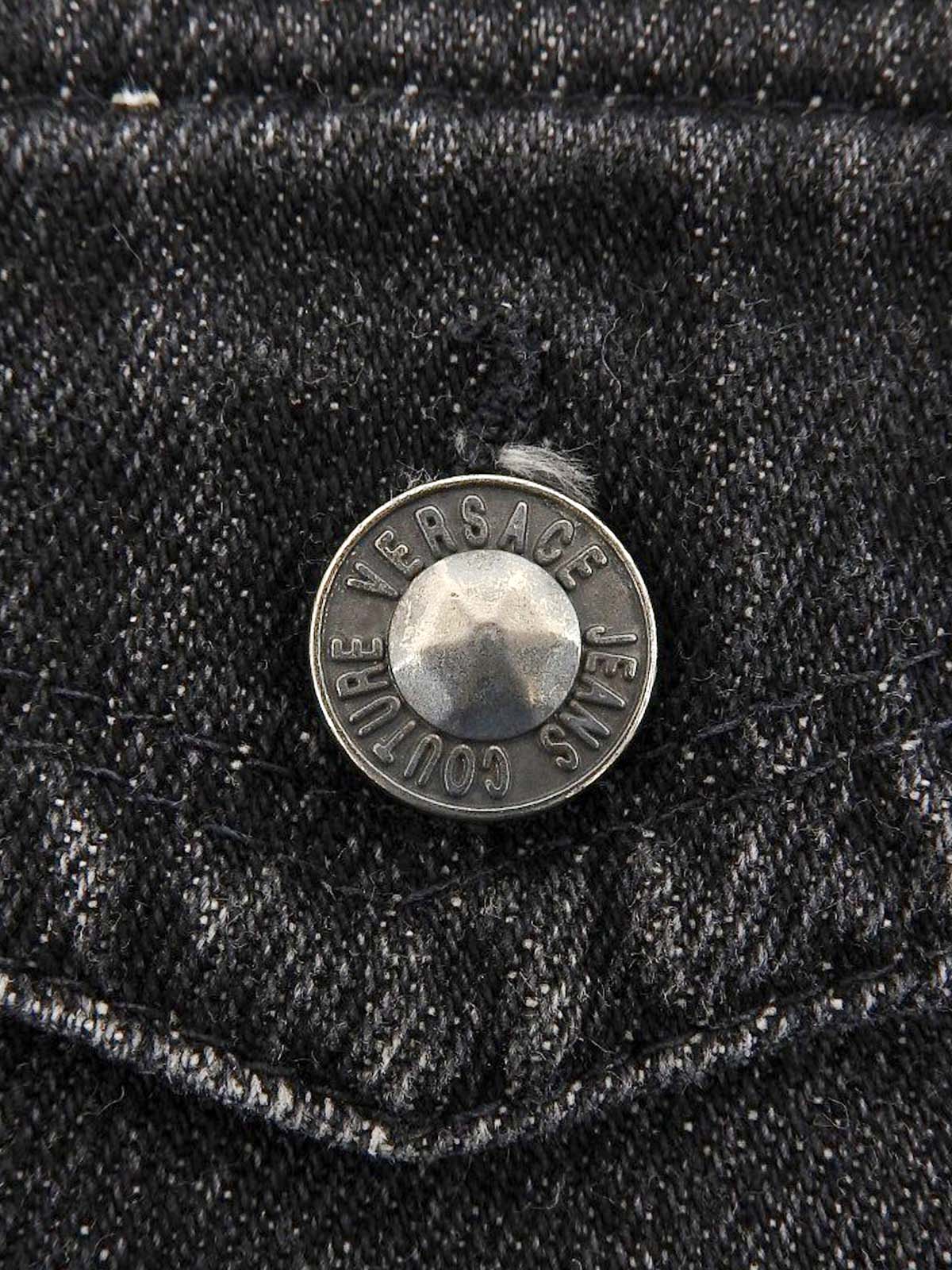 Logo Button Denim Jacket #S Black