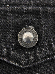 Logo Button Denim Jacket #S Black