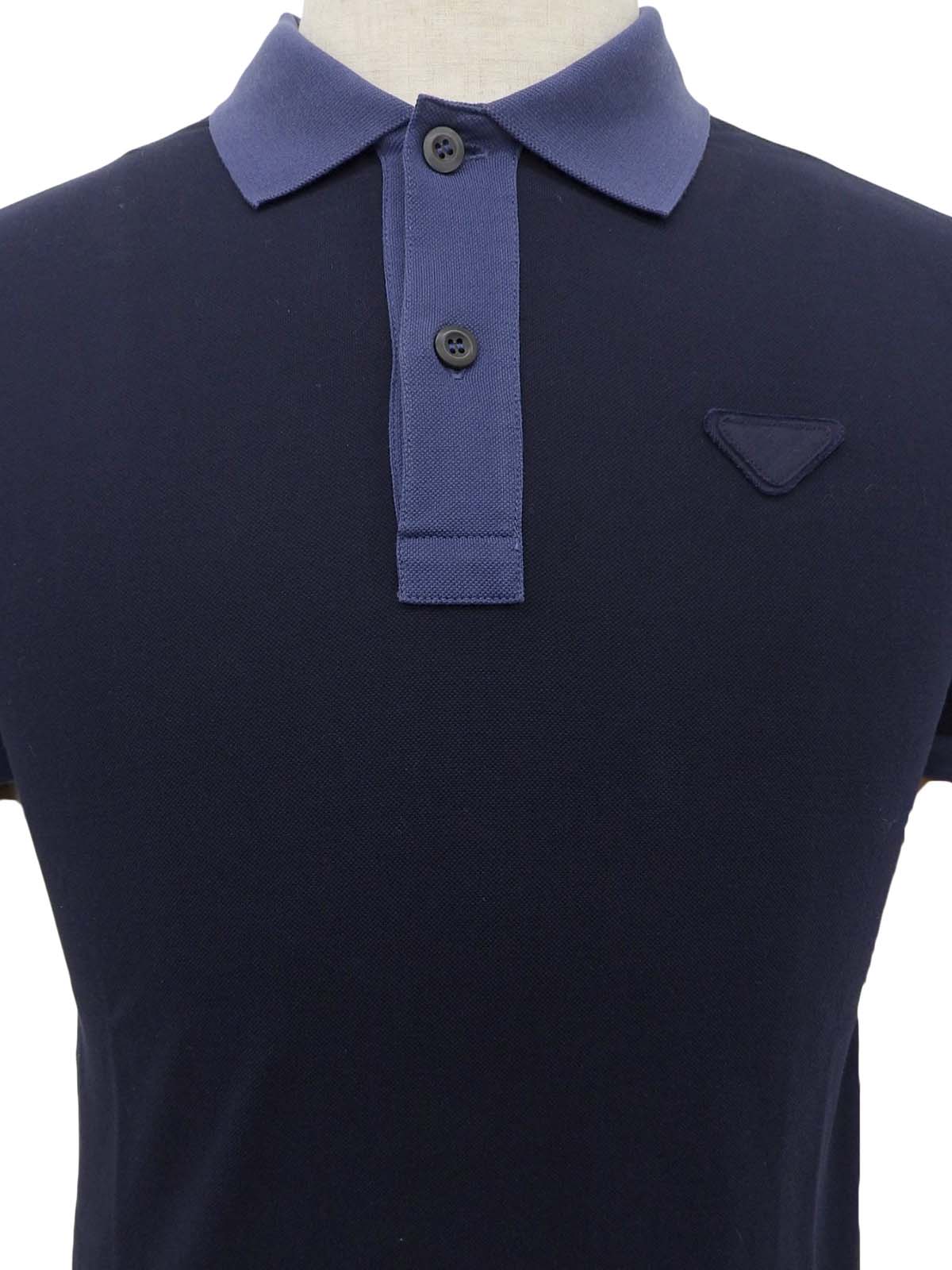 バイカラートライアングルロゴポロシャツ ネイビー