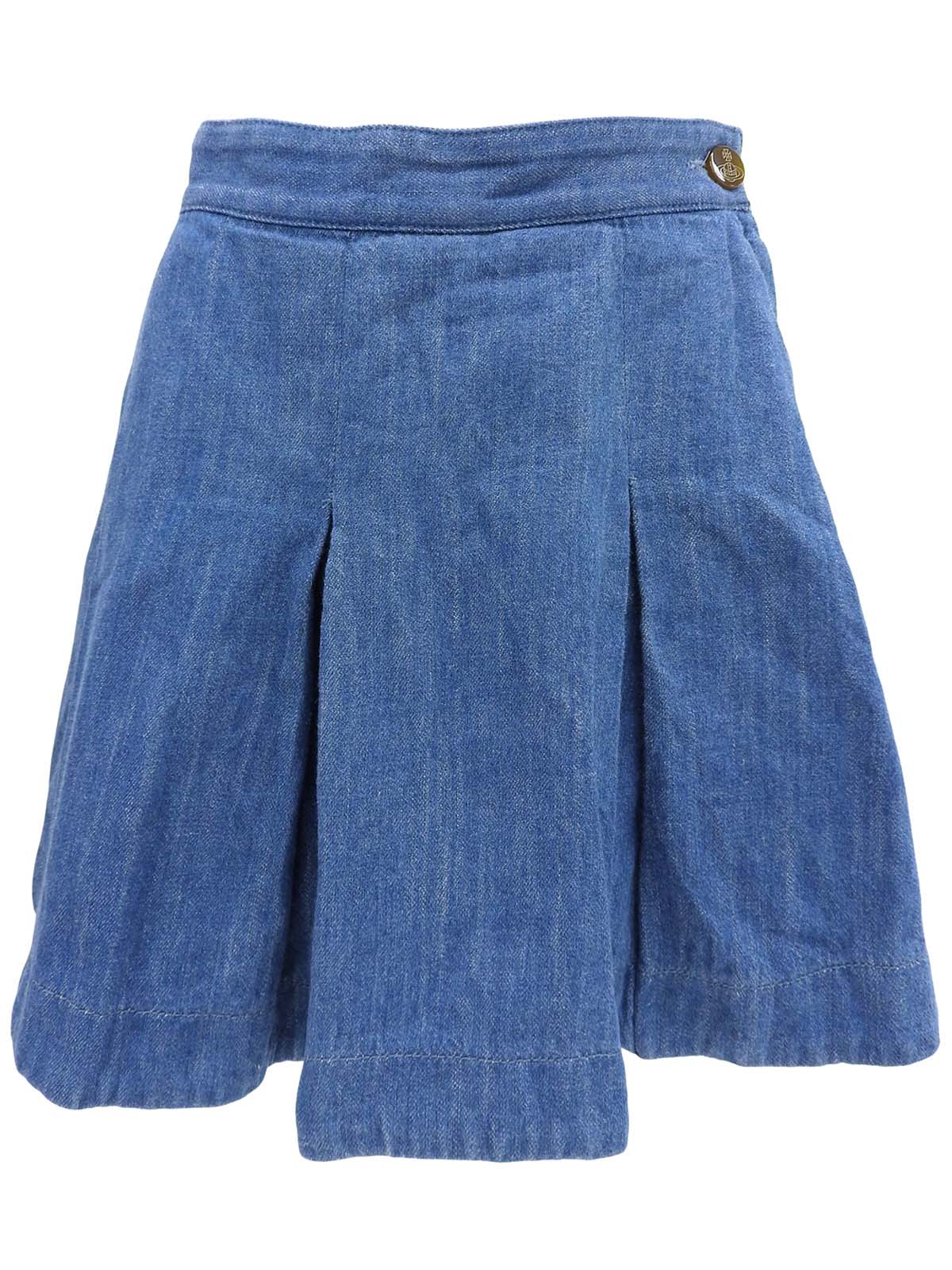 Denim Orb Embroidered Culottes in Indigo