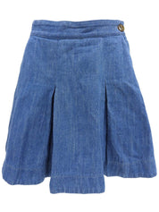 Denim Orb Embroidered Culottes in Indigo
