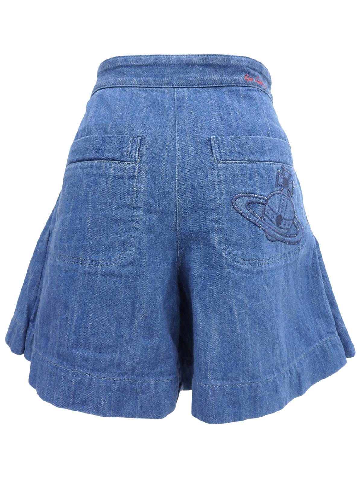 Denim Orb Embroidered Culottes in Indigo