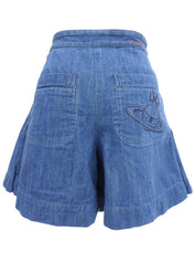 Denim Orb Embroidered Culottes in Indigo