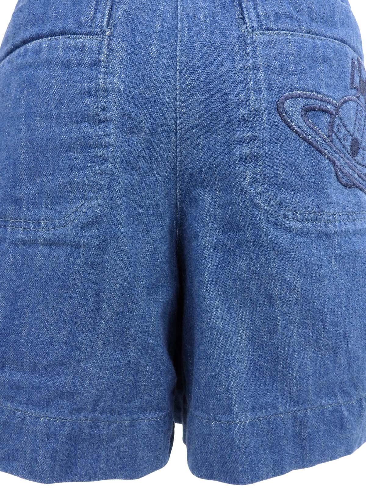 Denim Orb Embroidered Culottes in Indigo