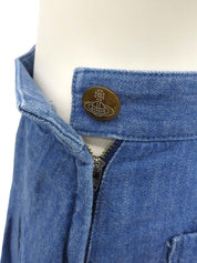 Denim Orb Embroidered Culottes in Indigo