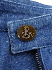 Denim Orb Embroidered Culottes in Indigo