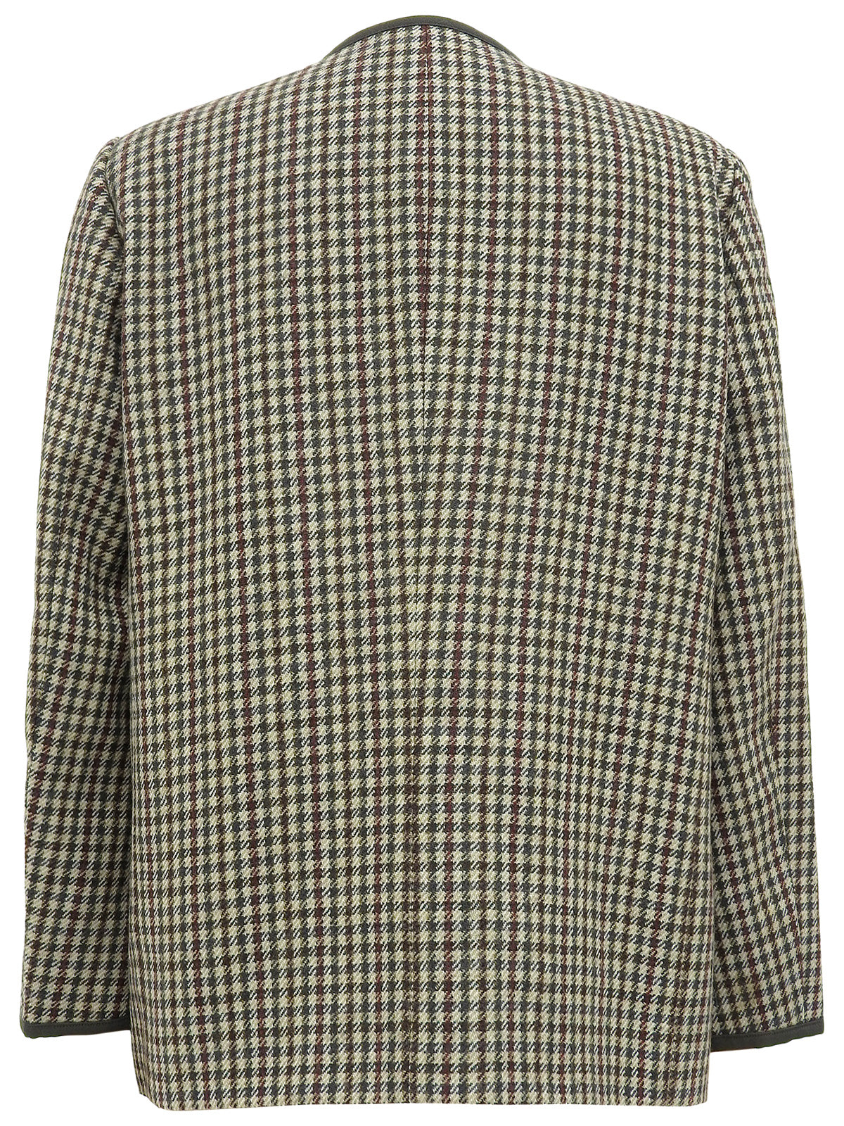 Check pattern collarless jacket in beige/green/multi