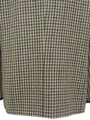 Check pattern collarless jacket in beige/green/multi