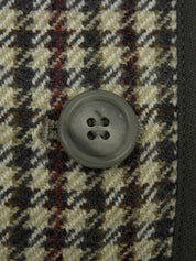 Check pattern collarless jacket in beige/green/multi