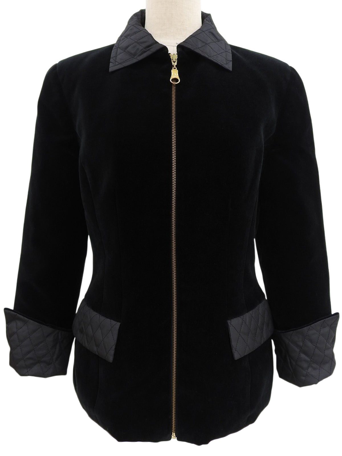 Velour Logo Zip-Up Jacket in Black