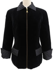 Velour Logo Zip-Up Jacket #M Black