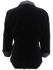 Velour Logo Zip-Up Jacket in Black