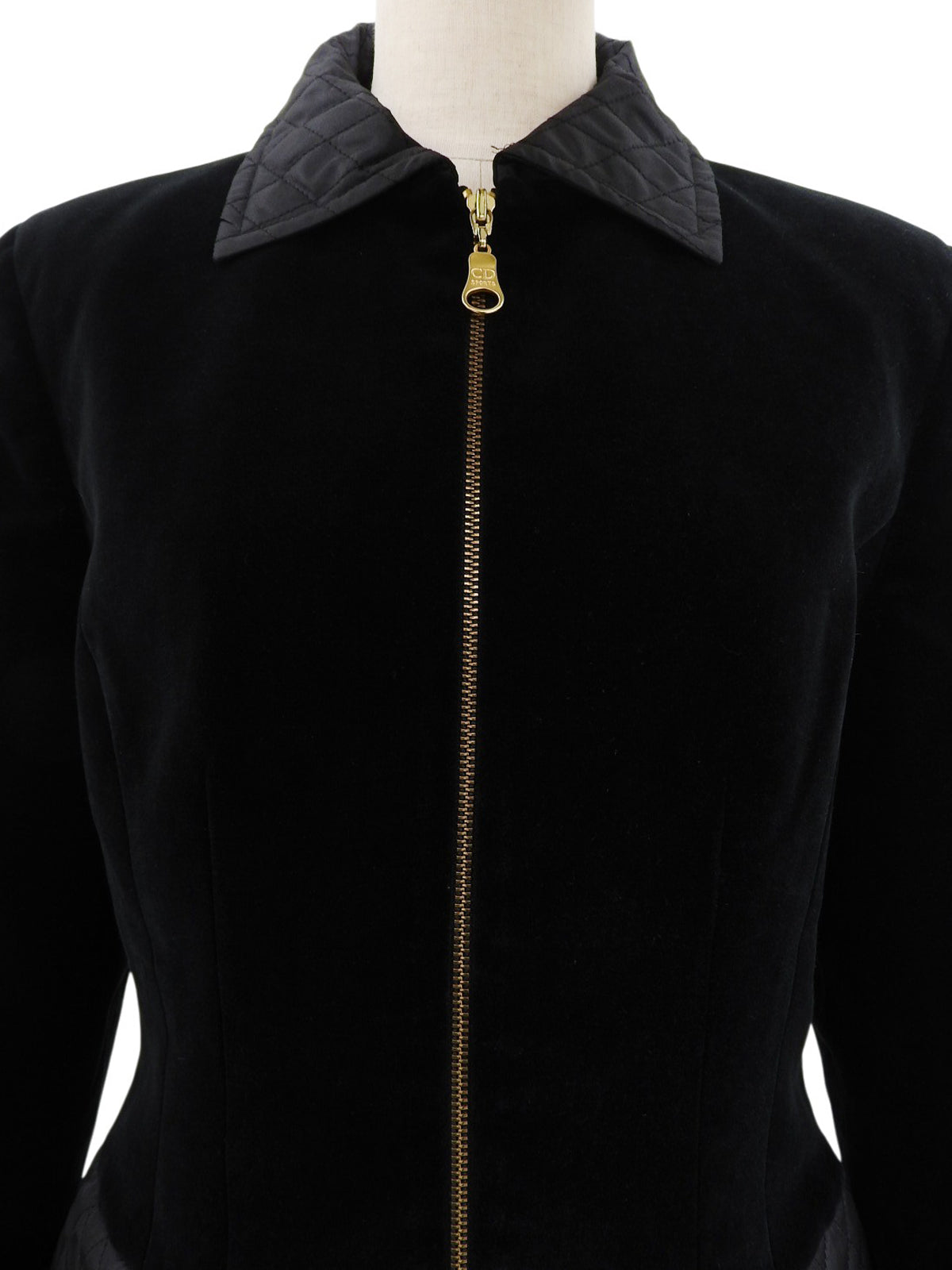 Velour Logo Zip-Up Jacket in Black