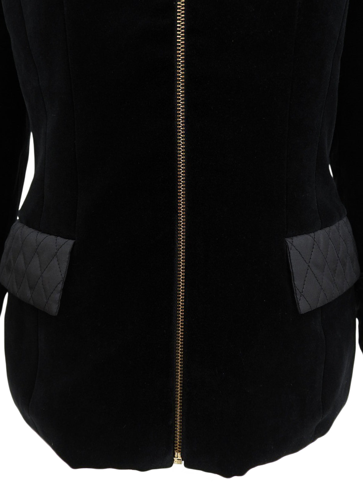 Velour Logo Zip-Up Jacket in Black