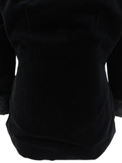 Velour Logo Zip-Up Jacket in Black