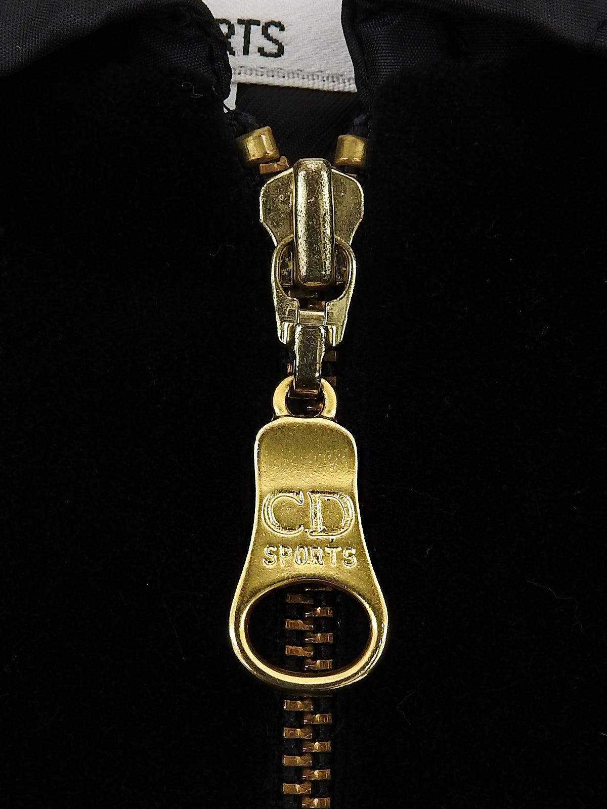 Velour Logo Zip-Up Jacket in Black