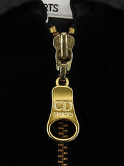 Velour Logo Zip-Up Jacket in Black