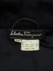 Mohair wool double-breasted coat in black