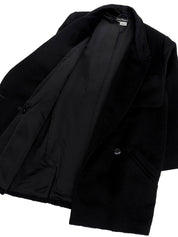 Mohair wool double-breasted coat in black