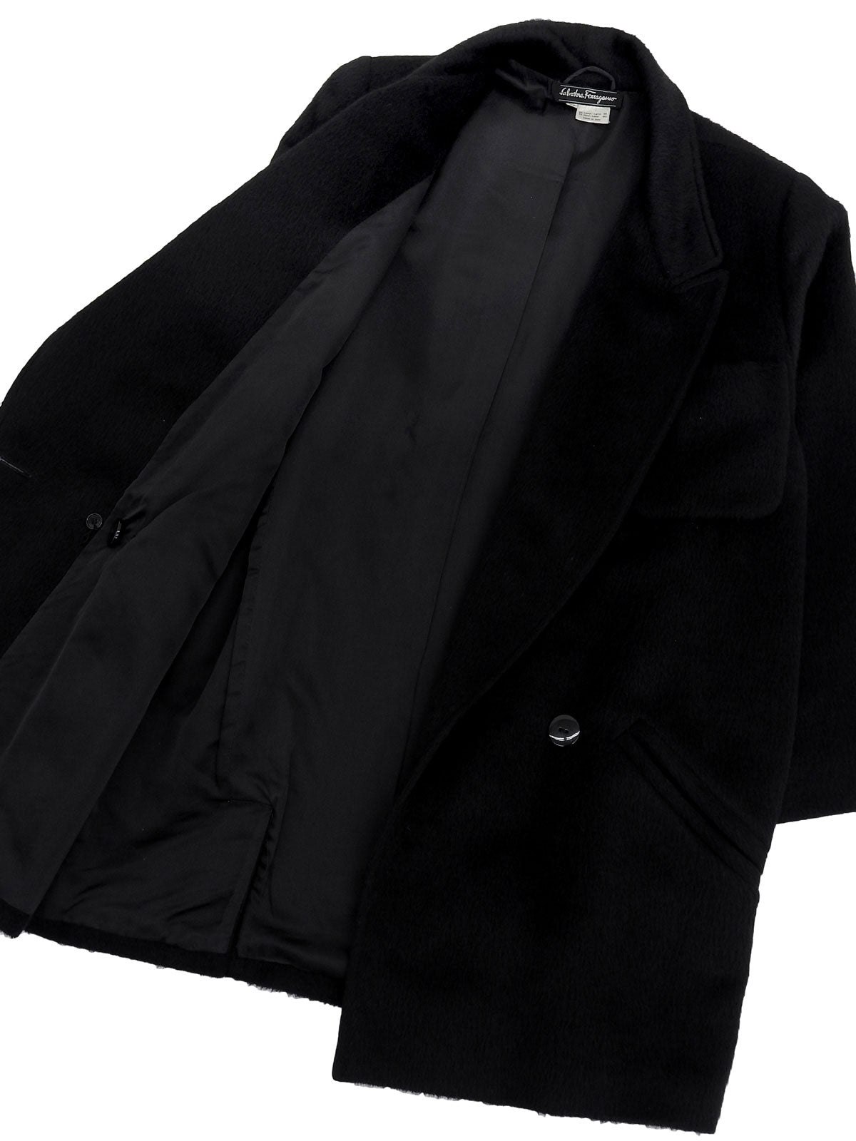 黑色马海毛双排扣大衣