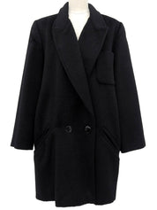 Mohair wool double-breasted coat in black
