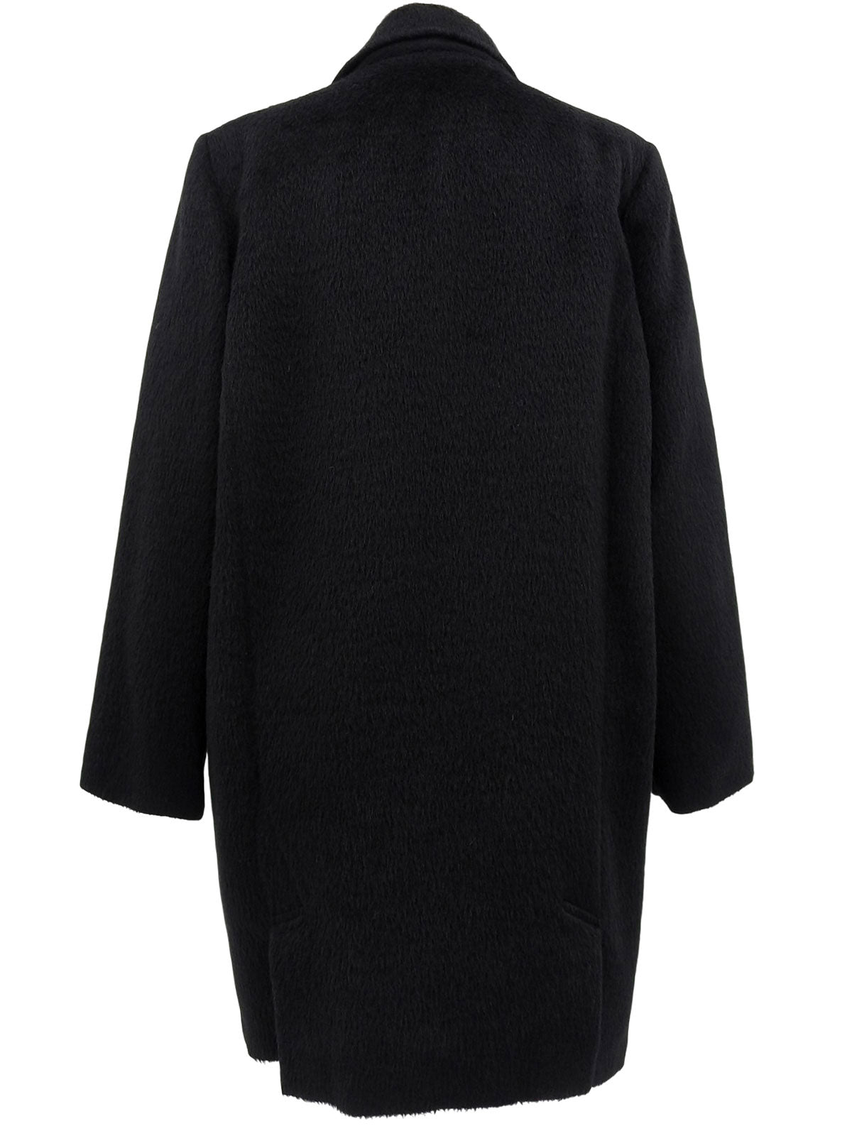 Mohair wool double-breasted coat in black
