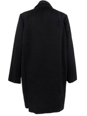 Mohair wool double-breasted coat in black