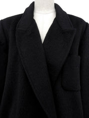 Mohair wool double-breasted coat in black
