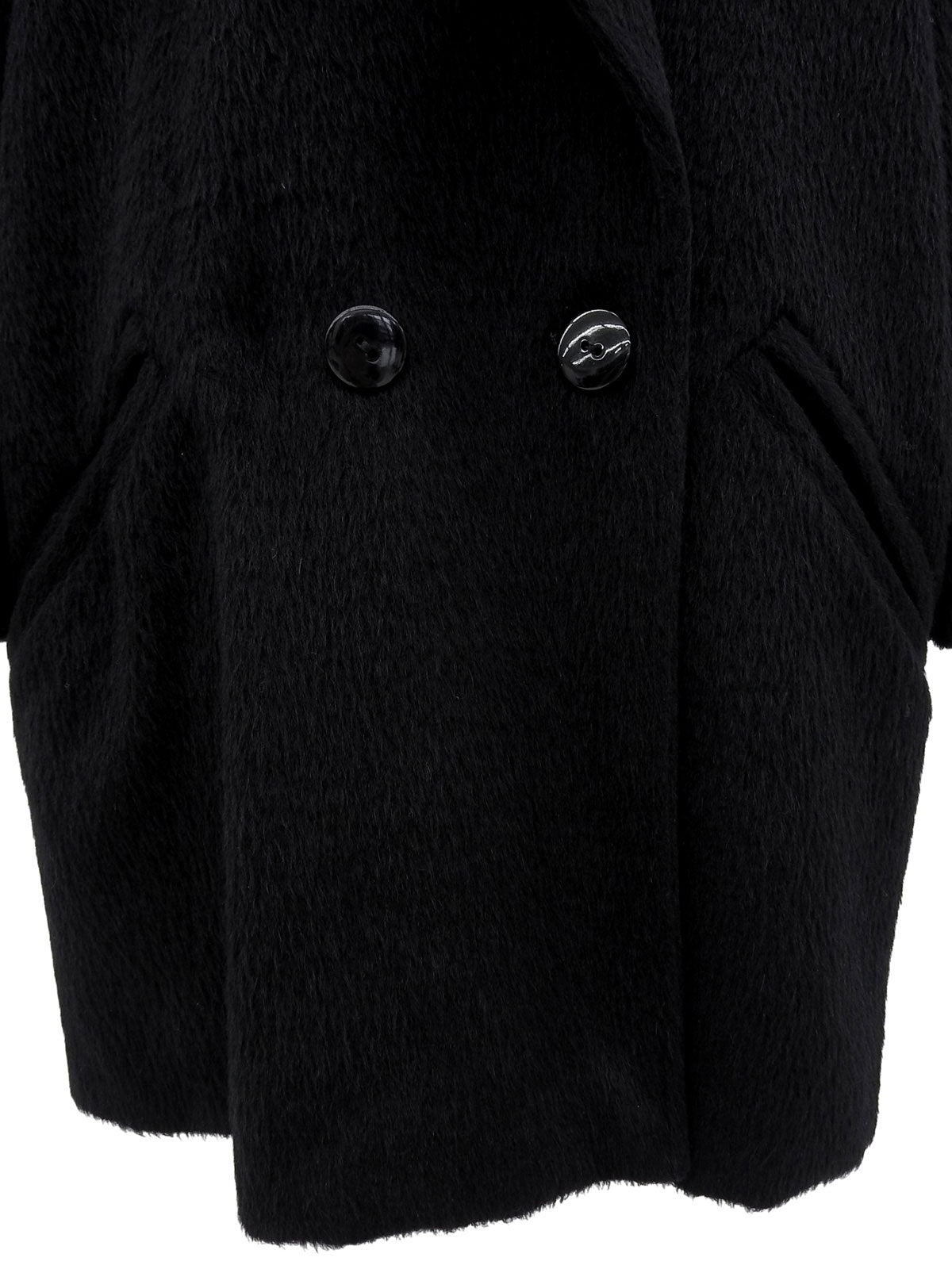Mohair wool double-breasted coat in black